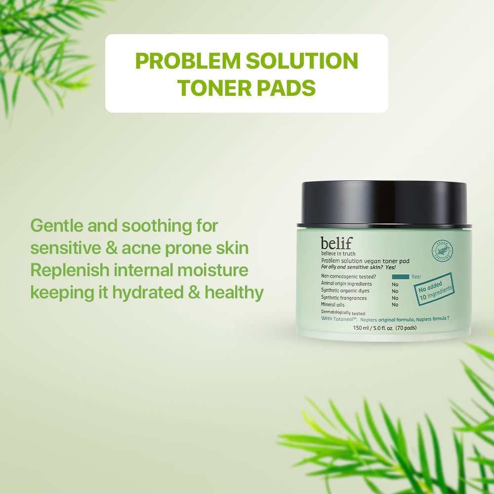belif problem solution Vegan toner pad 150ml