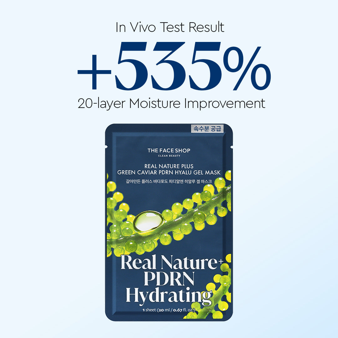 Real Nature Plus Green Caviar PDRN Hyalu Gel Sheet Mask For Bright & Radiant Skin