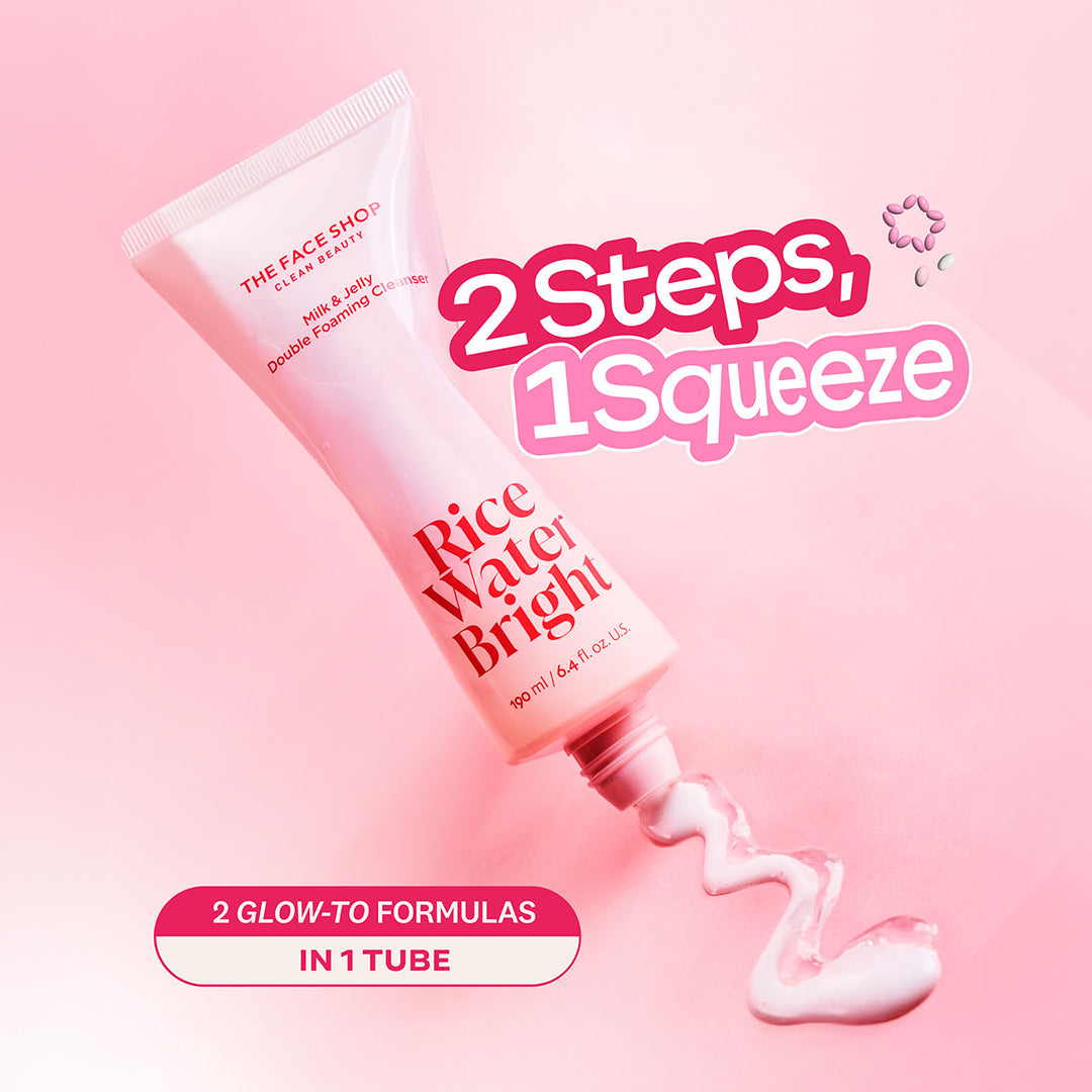 Rice Water Bright Milk & Jelly Double Foaming Cleanser For Deep Cleanse