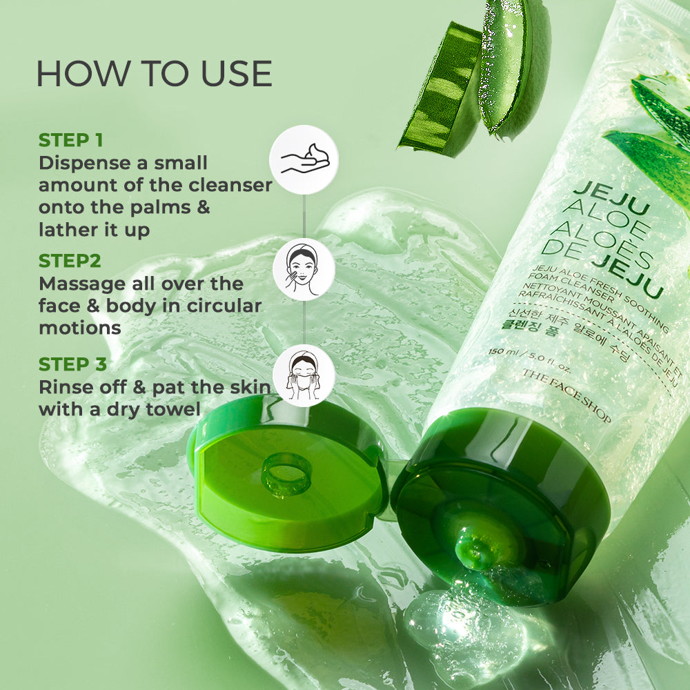 Multi-purpose Jeju Aloe Fresh Soothing Cleansing Foam Combo