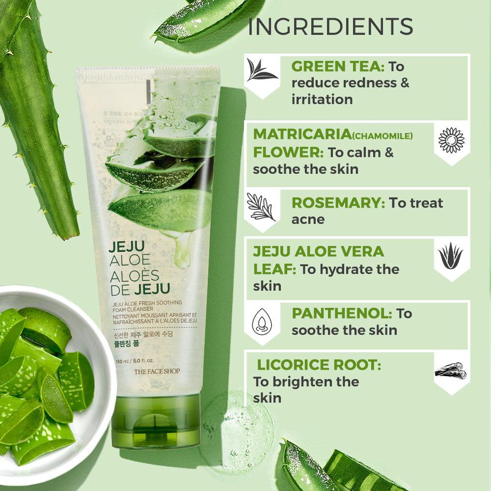 Multi-purpose Jeju Aloe Fresh Soothing Cleansing Foam Combo