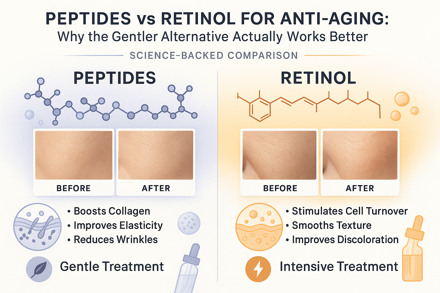 Peptides vs Retinol for Anti-Aging: Why the Gentler Alternative Actually Works Better (Science-Backed Comparison)