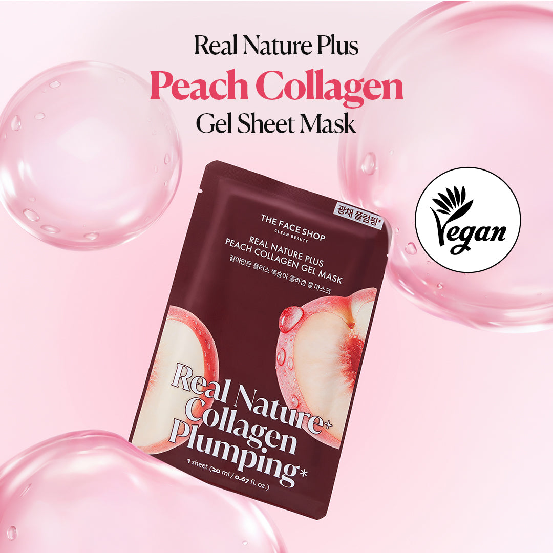 Real Nature Plus Peach Collagen Gel Sheet Mask For Plumping &amp; Glowing Skin