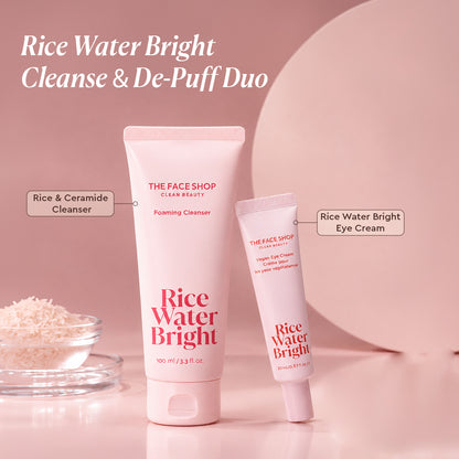 Rice Water Bright Cleanse &amp; De-Puff Duo, Brightens Skin with Korean Rice
