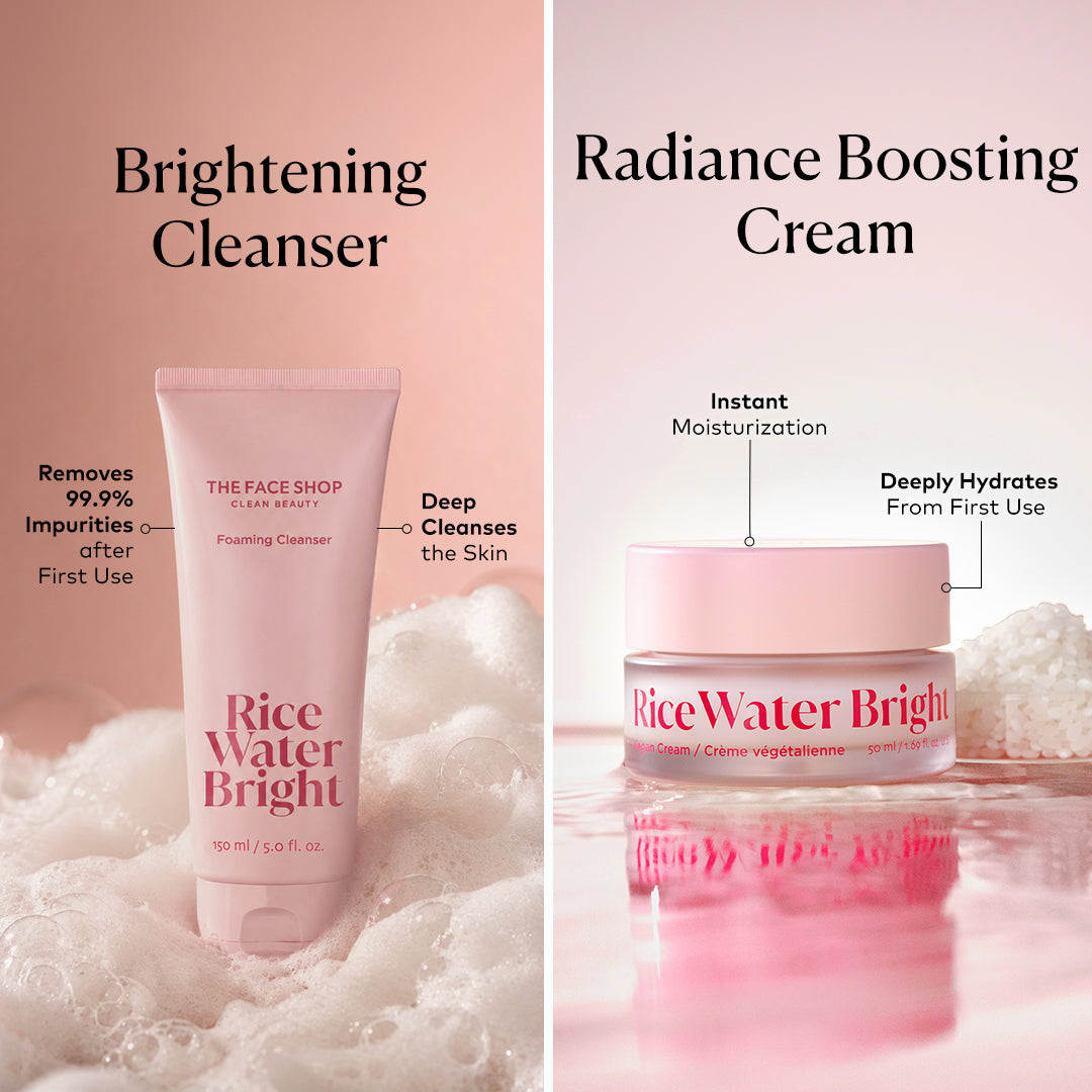 Rice Water Bright Cleanse &amp; Moisturize Duo, 10x Glow with Korean Rice