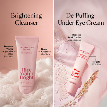 Rice Water Bright Cleanse &amp; De-Puff Duo, Brightens Skin with Korean Rice