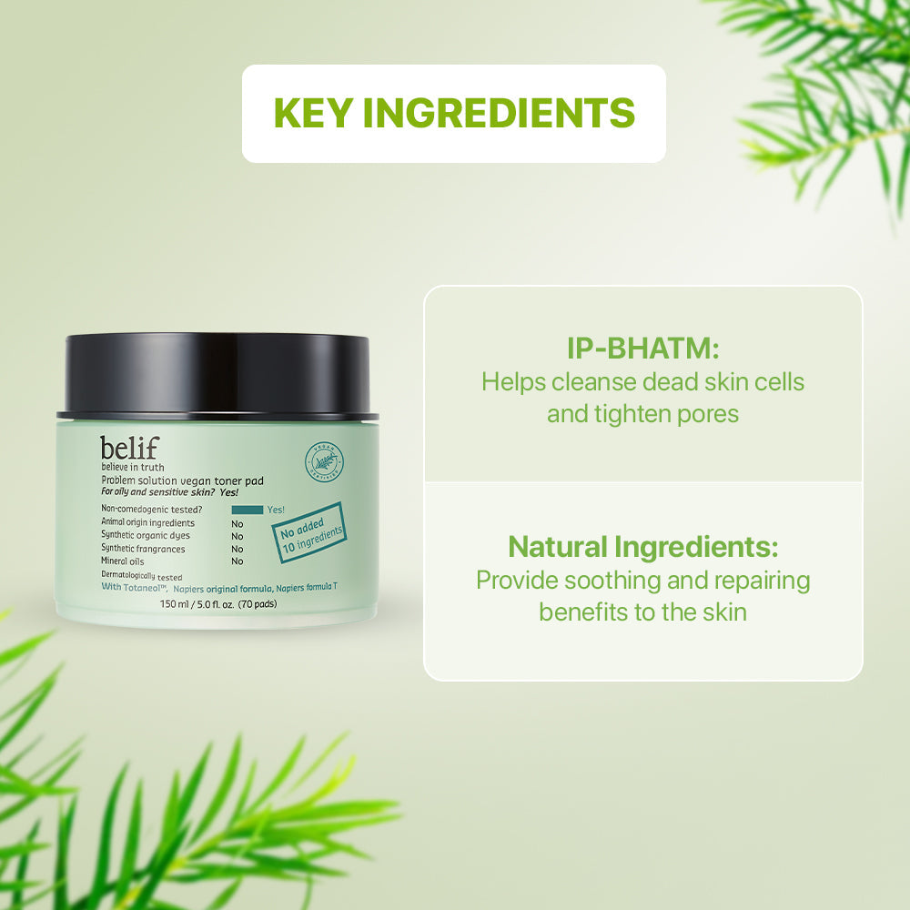 belif problem solution Vegan toner pad 150ml
