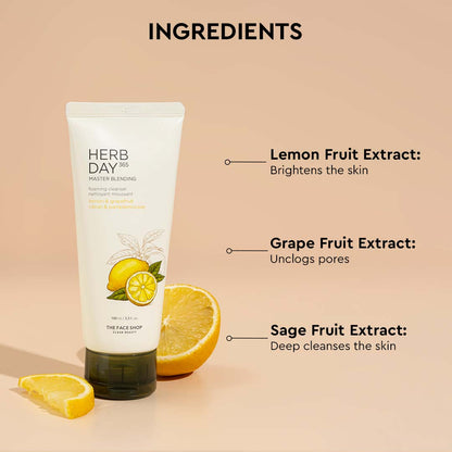 Herb Day 365 Foaming Cleanser - Lemon &amp; Grapefruit 100ml