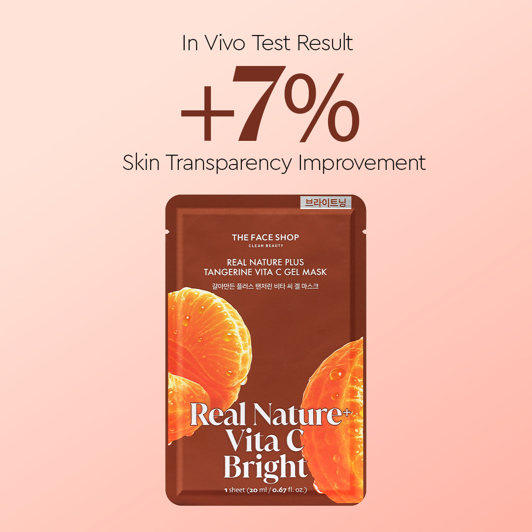 Real Nature Plus Tangerine Vita C Gel Sheet Mask For Bright &amp; Radiant Skin