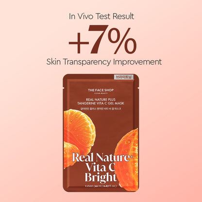 Real Nature Plus Tangerine Vita C Gel Sheet Mask For Bright &amp; Radiant Skin