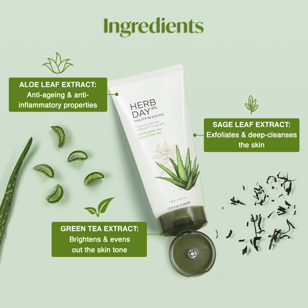 Herb Day 365 Foaming Cleanser - Aloe &amp; Green Tea 170ml