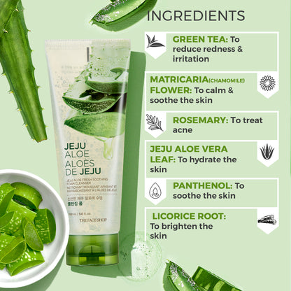 Multi-purpose Jeju Aloe Fresh Soothing Cleansing Foam Combo