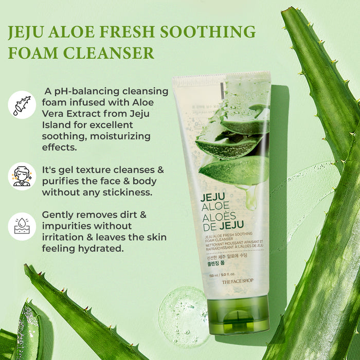 Multi-purpose Jeju Aloe Fresh Soothing Cleansing Foam Combo